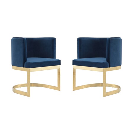 Manhattan Comfort Aura Dining Chair in Royal Blue and Polished Brass, PK2 2-DC026-BL